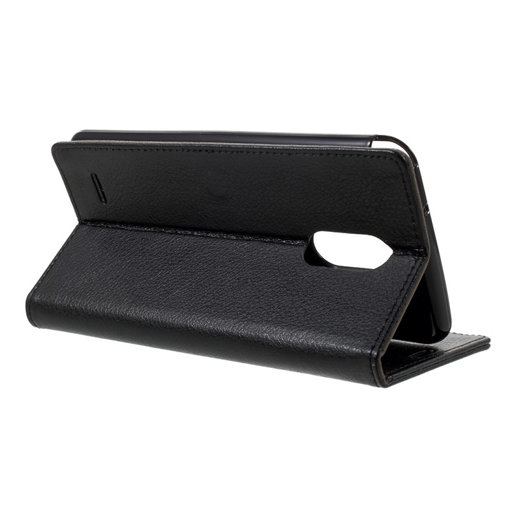 Litchi Grain Flip Phone Case Leather Stand Wallet for LG Stylus 3 - Black-4