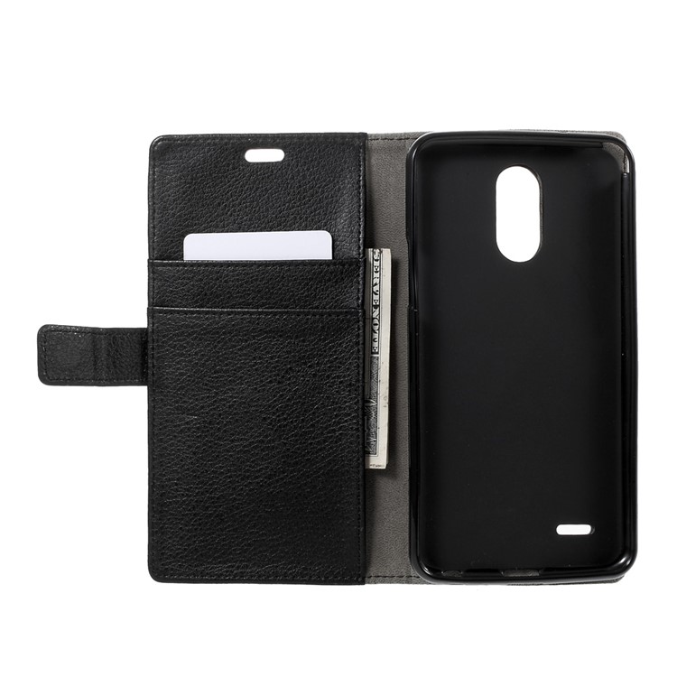 Litchi Grain Flip Phone Case Leather Stand Wallet for LG Stylus 3 - Black-5