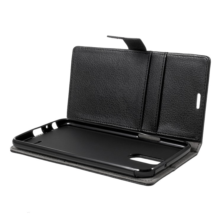 Litchi Grain Flip Phone Case Leather Stand Wallet for LG Stylus 3 - Black-6