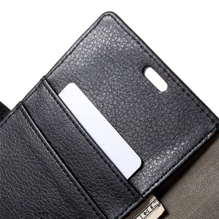 Litchi Grain Flip Phone Case Leather Stand Wallet for LG Stylus 3 - Black-7