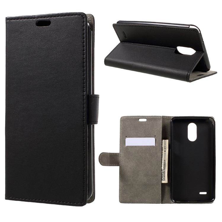 Folio Leather Wallet Stand Phone Case for LG Stylus 3 - Black-1