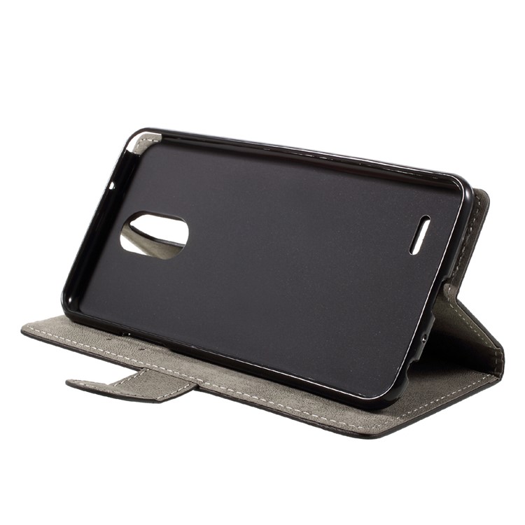 Folio Leather Wallet Stand Phone Case for LG Stylus 3 - Black-4