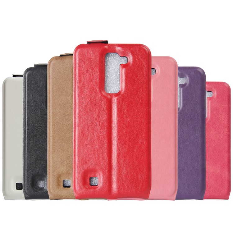 Vertical Flip Case Crazy Horse Leather ID Card/Photo Slot Cover for LG K7 Russian Version - Black-6