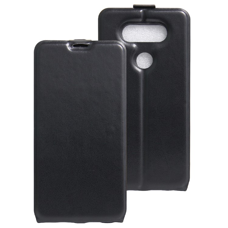 Crazy Horse Vertical Leather Photo Slot Case for LG V34 - Black-1