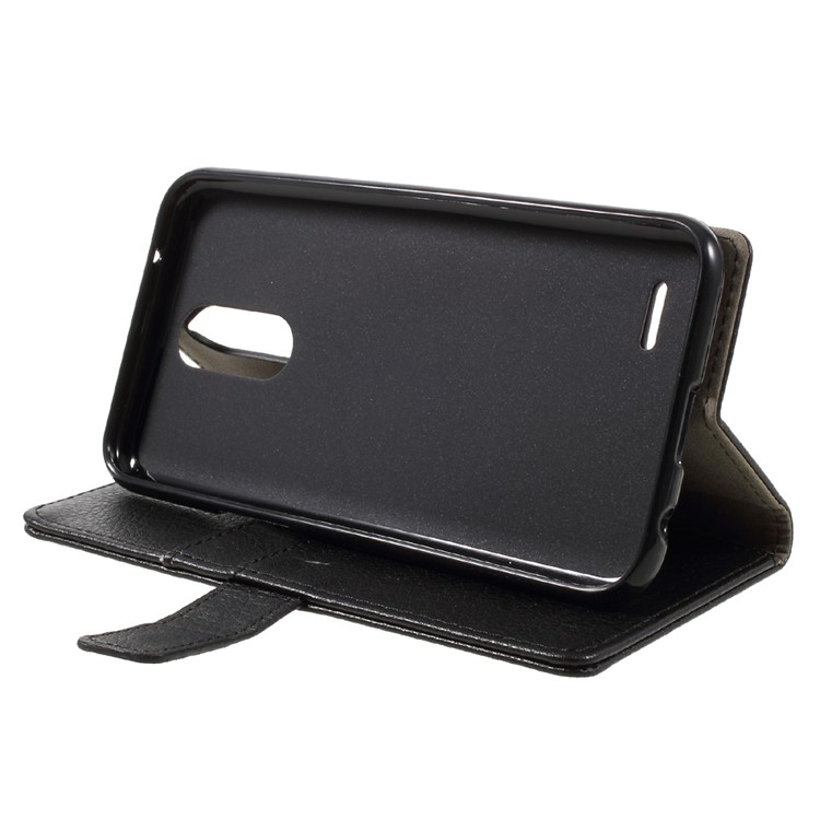 For LG V5 Litchi Texture Flip Stand Wallet Leather Cover Case - Black-4