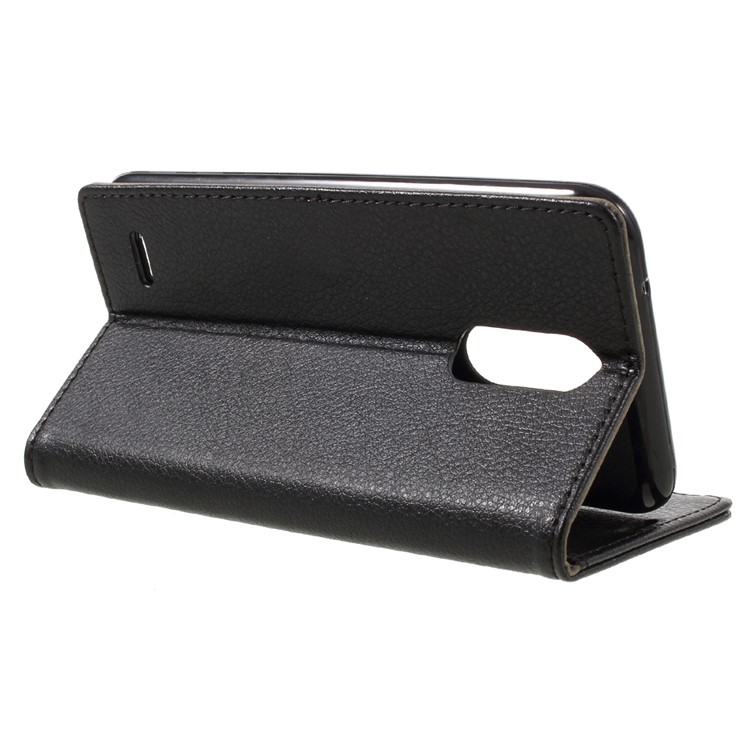 For LG V5 Litchi Texture Flip Stand Wallet Leather Cover Case - Black-5