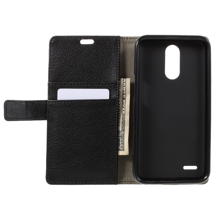 For LG V5 Litchi Texture Flip Stand Wallet Leather Cover Case - Black-6