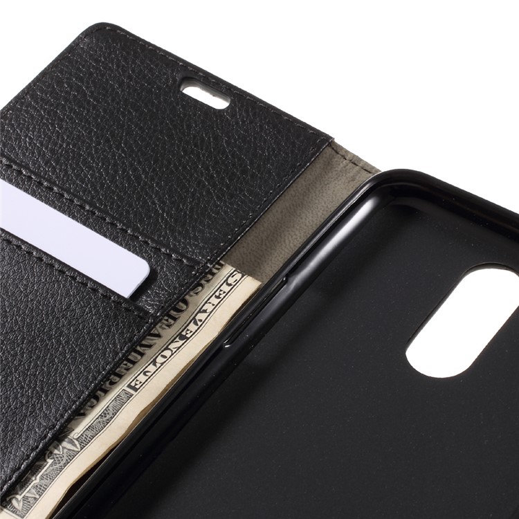 For LG V5 Litchi Texture Flip Stand Wallet Leather Cover Case - Black-9