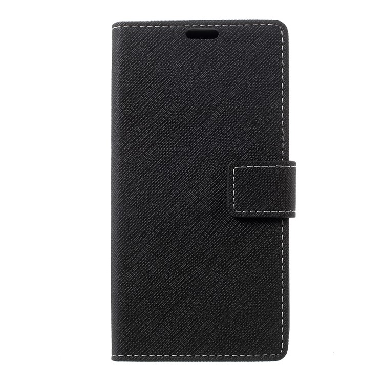 For LG V5 Magnetic Flip Stand Leather Wallet Case Cross Texture - Black-2