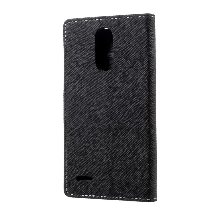 For LG V5 Magnetic Flip Stand Leather Wallet Case Cross Texture - Black-3