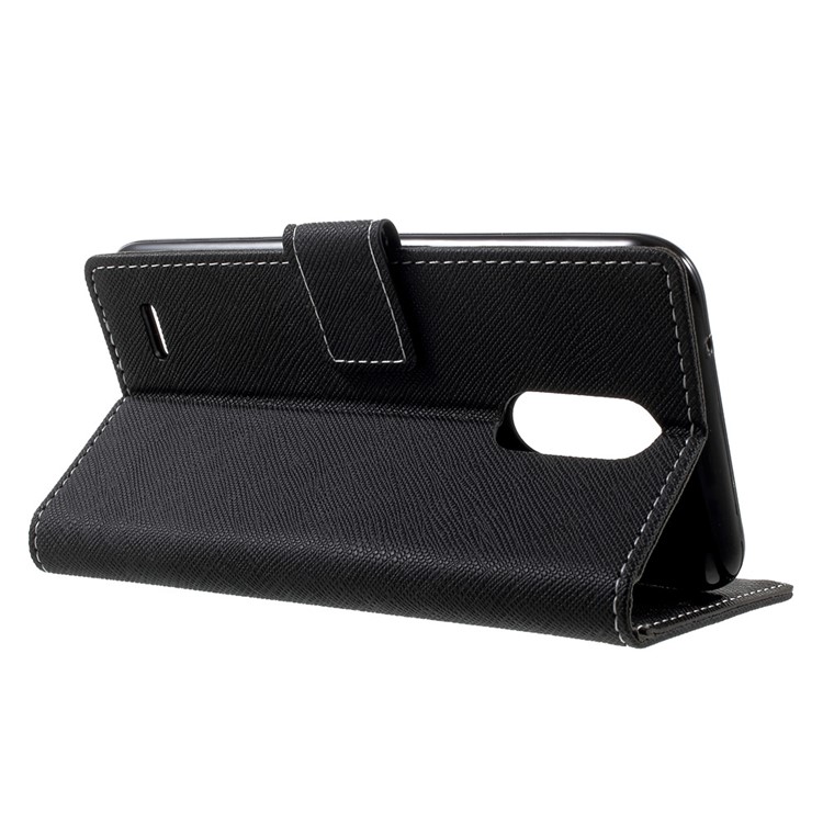 For LG V5 Magnetic Flip Stand Leather Wallet Case Cross Texture - Black-4