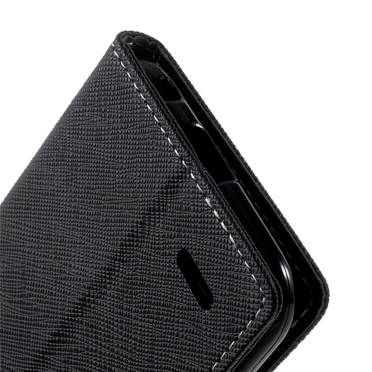 For LG V5 Magnetic Flip Stand Leather Wallet Case Cross Texture - Black-9