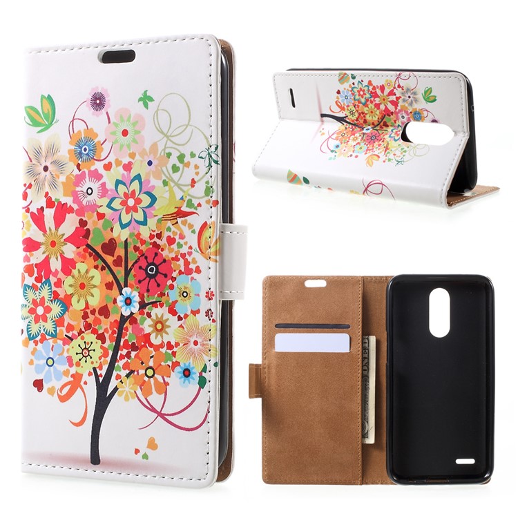 Pattern Printing Phone Case Leather Stand Wallet for LG V5 - Colorful Flowers Tree-1