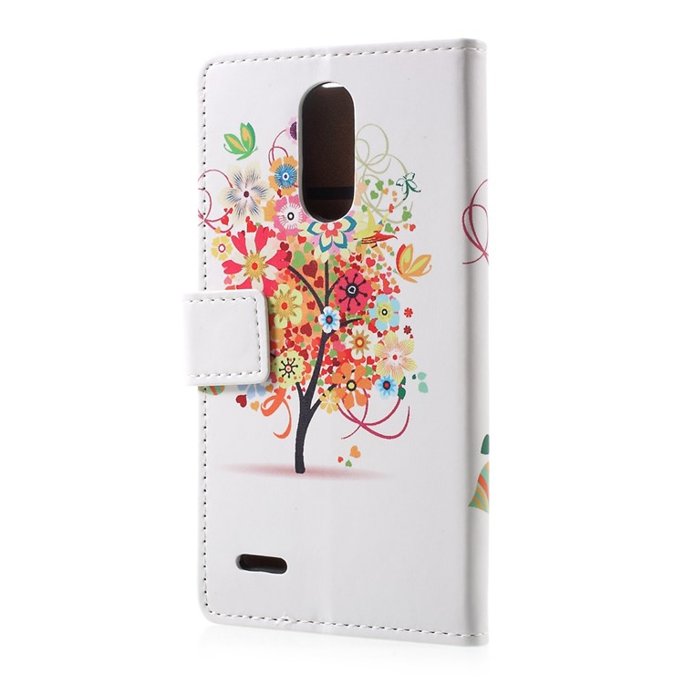 Pattern Printing Phone Case Leather Stand Wallet for LG V5 - Colorful Flowers Tree-2