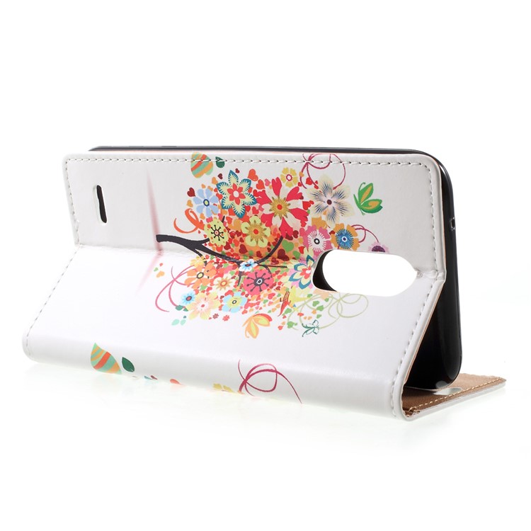 Pattern Printing Phone Case Leather Stand Wallet for LG V5 - Colorful Flowers Tree-3