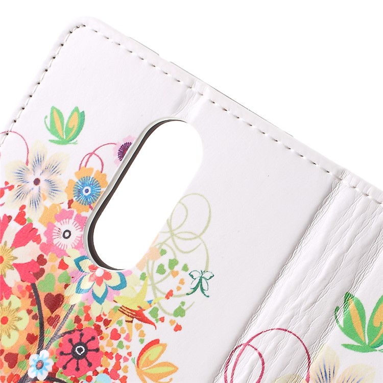 Pattern Printing Phone Case Leather Stand Wallet for LG V5 - Colorful Flowers Tree-6