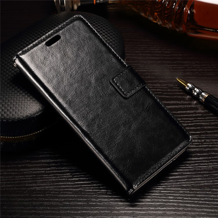 Crazy Horse Leather Wallet Phone Case for LG X Power K220 K220DS - Black-1