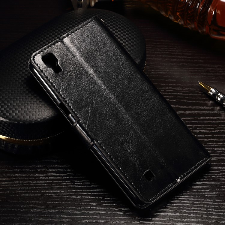 Crazy Horse Leather Wallet Phone Case for LG X Power K220 K220DS - Black-2