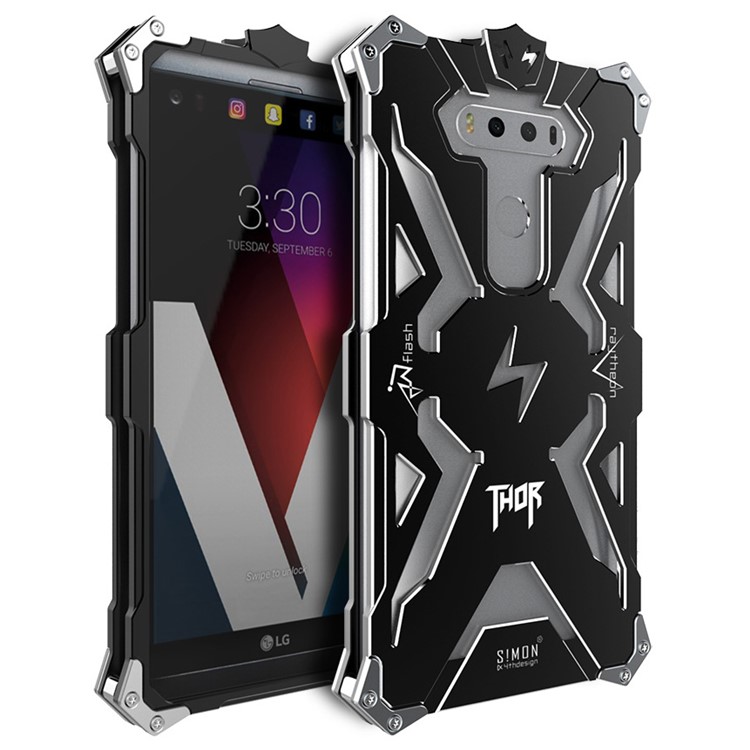 For LG V20 Punk Rock Metal Aviation Aluminum Armor Phone Case Casing - Black-1