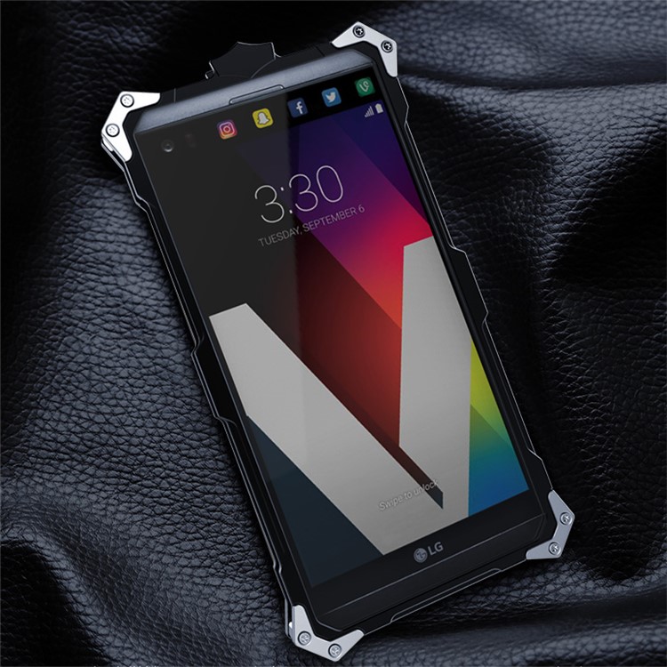 For LG V20 Punk Rock Metal Aviation Aluminum Armor Phone Case Casing - Black-4