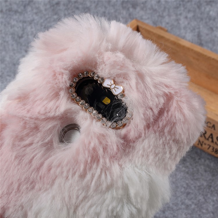 Rhinestone Studded Faux Rabbit Fur TPU Phone Case for LG G5 / G5 SE - Pink-3