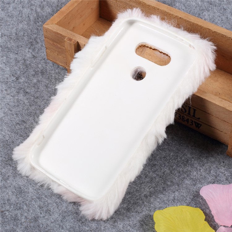 Rhinestone Studded Faux Rabbit Fur TPU Phone Case for LG G5 / G5 SE - Pink-5