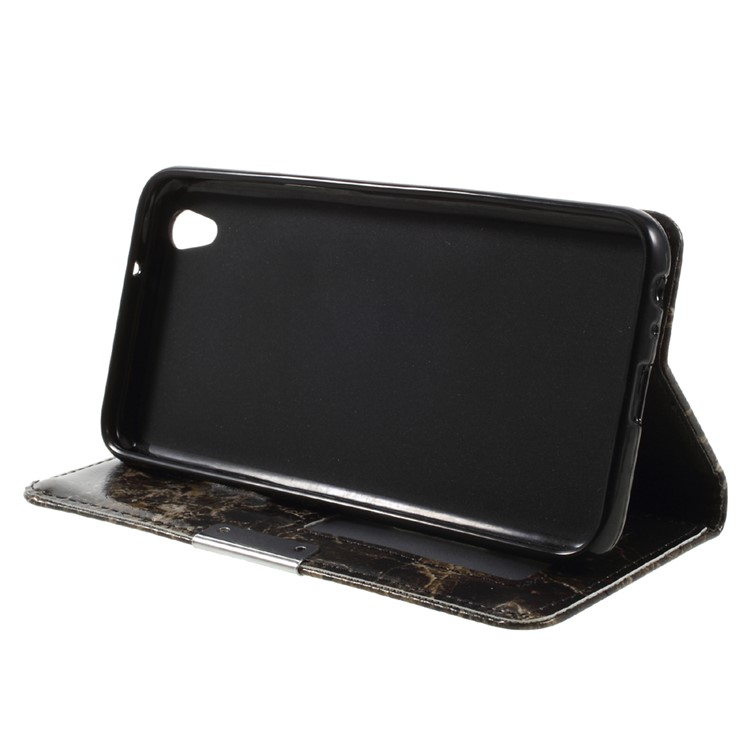 Marble Design Flip Stand Wallet Leather Case for LG U F820L - Black-4