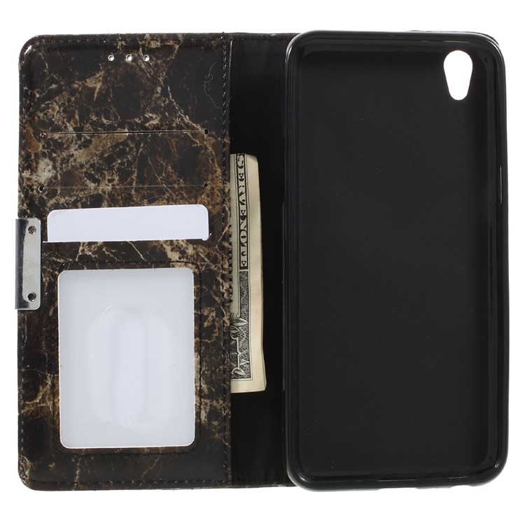 Marble Design Flip Stand Wallet Leather Case for LG U F820L - Black-6
