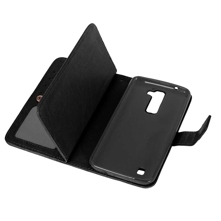 Multiple 9 Card Slots Crazy Horse Leather Wallet Cover for LG K7/Tribute 5 - Black-2
