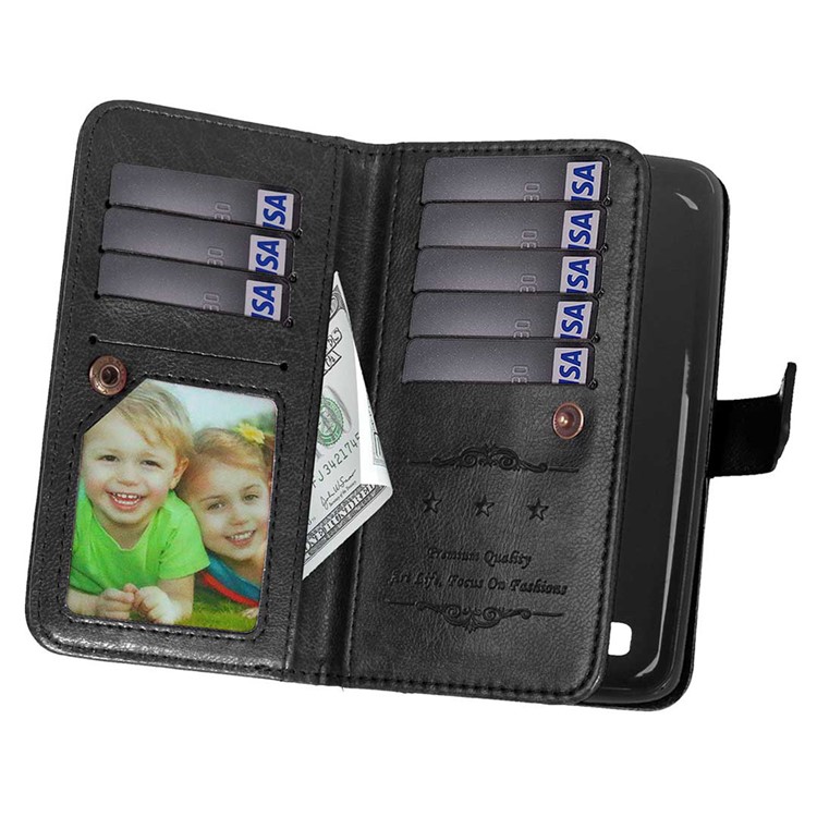 Multiple 9 Card Slots Crazy Horse Leather Wallet Cover for LG K7/Tribute 5 - Black-5