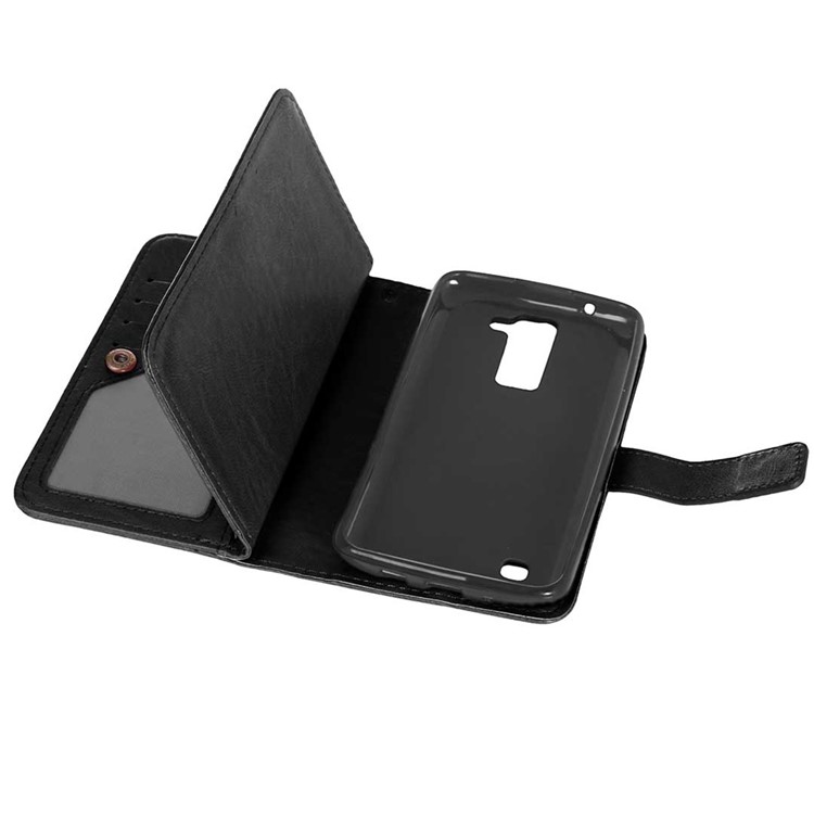For LG K8 Crazy Horse 9 Card Slots Leather Wallet Phone Casing - Black-4