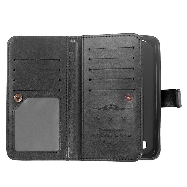 For LG K10 9 Card Slots Crazy Horse Leather Wallet Case - Black-4