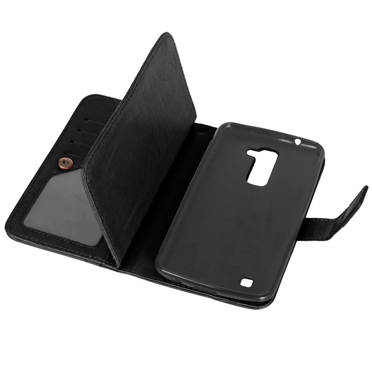 For LG K10 9 Card Slots Crazy Horse Leather Wallet Case - Black-5