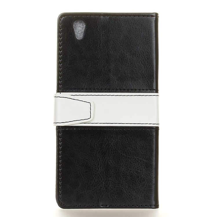 Contrast Color Wallet Leather Cell Phone Case for LG U F820L - Black-2