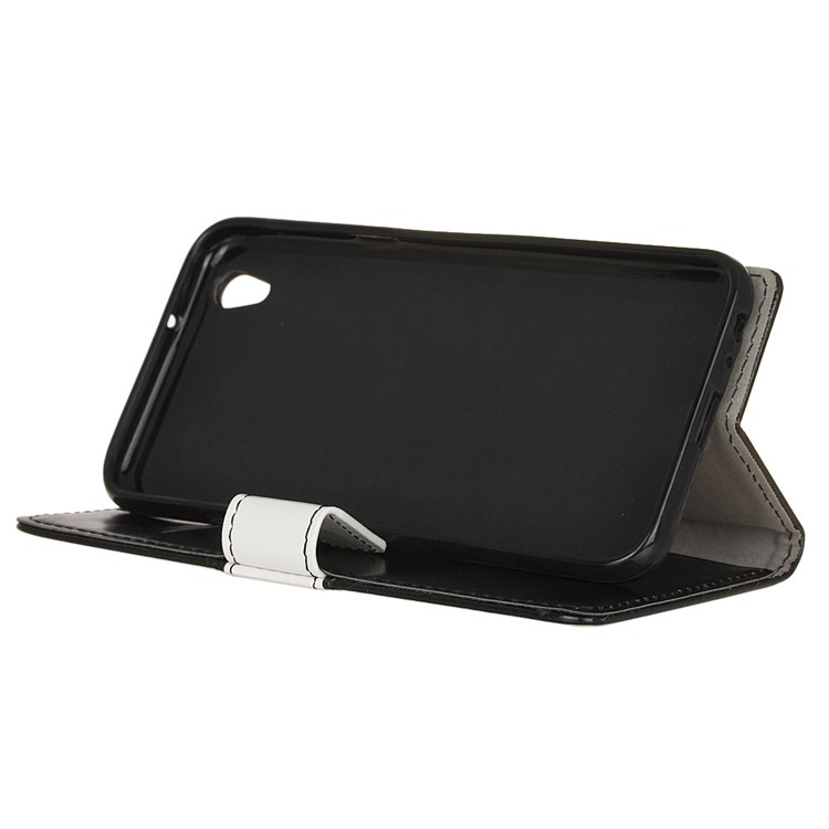 Contrast Color Wallet Leather Cell Phone Case for LG U F820L - Black-4
