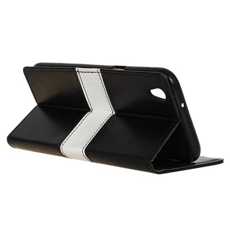 Contrast Color Wallet Leather Cell Phone Case for LG U F820L - Black-5