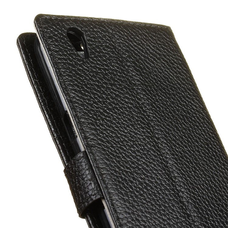 Genuine Leather Wallet Stand Flip Cover for LG U F820L - Black-6
