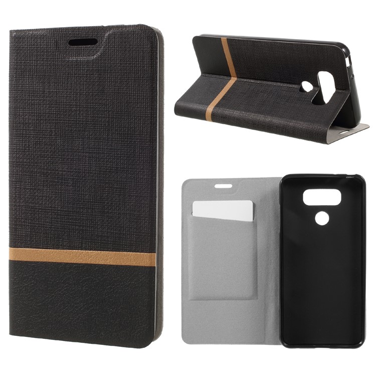 Cross Pattern Leather Card Holder Case for LG G6 - Black-1