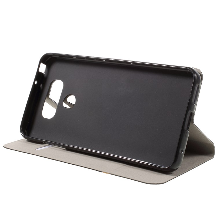 Cross Pattern Leather Card Holder Case for LG G6 - Black-4