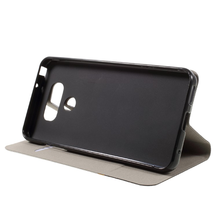 Cross Pattern Leather Stand Case for LG G6 - Grey-4