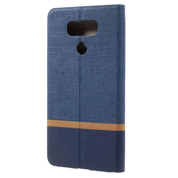 Cross Pattern Stand Leather Folio Case for LG G6 - Blue-3