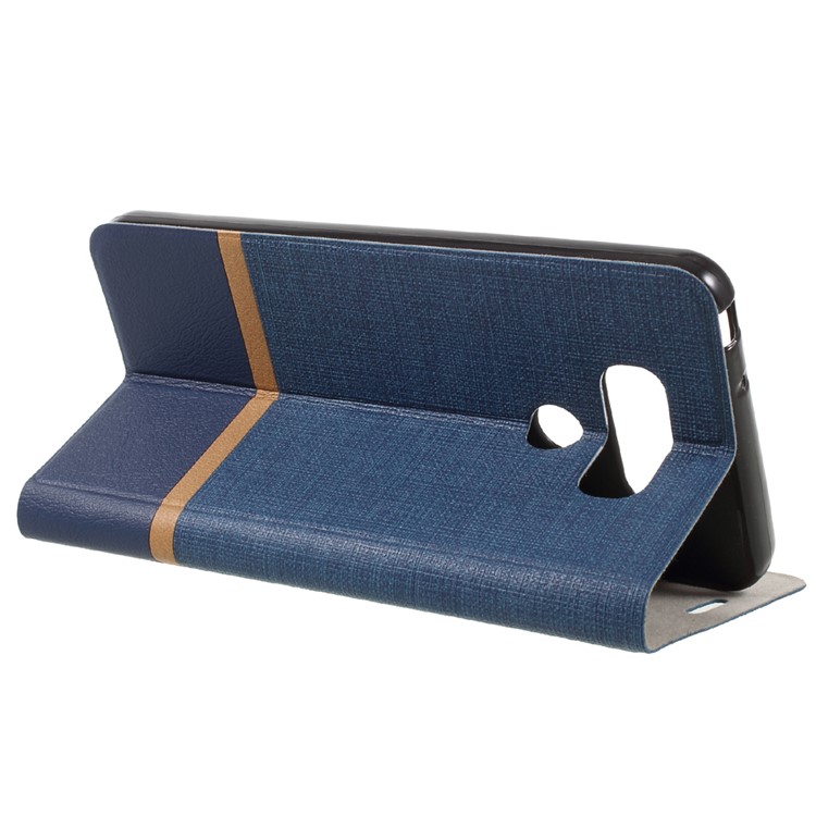 Cross Pattern Stand Leather Folio Case for LG G6 - Blue-5