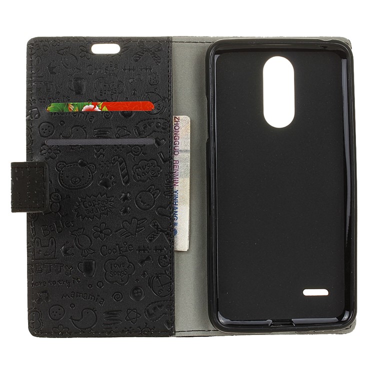 Cartoon Graffiti Leather Wallet Stand Case for LG V3 / K8 (2017) - Black-3