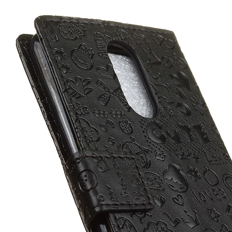 Cartoon Graffiti Leather Wallet Stand Case for LG V3 / K8 (2017) - Black-7
