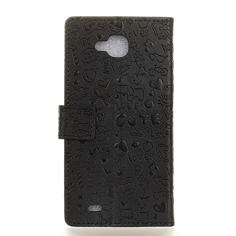 Cartoon Graffiti Wallet Leather Stand Case for LG V9 - Black-2