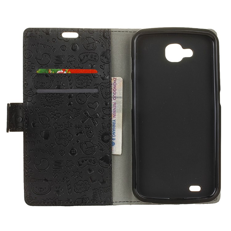 Cartoon Graffiti Wallet Leather Stand Case for LG V9 - Black-3