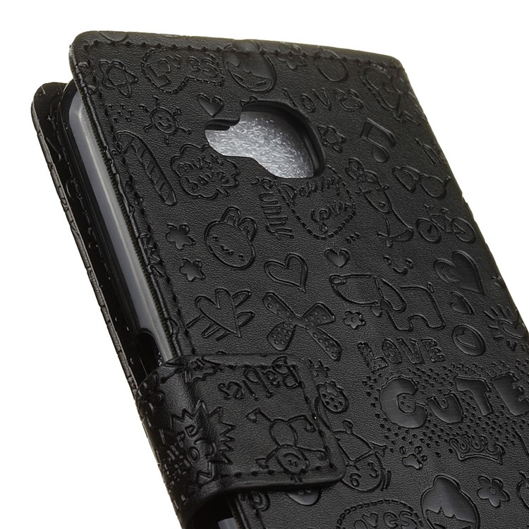 Cartoon Graffiti Wallet Leather Stand Case for LG V9 - Black-6