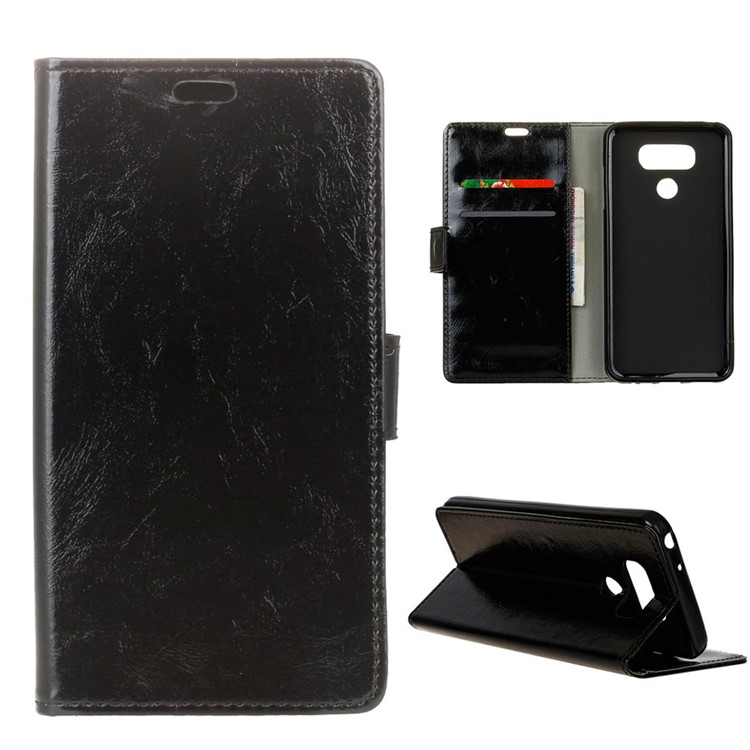 Crazy Horse Wallet Leather Stand Phone Case for LG G6 - Black-1