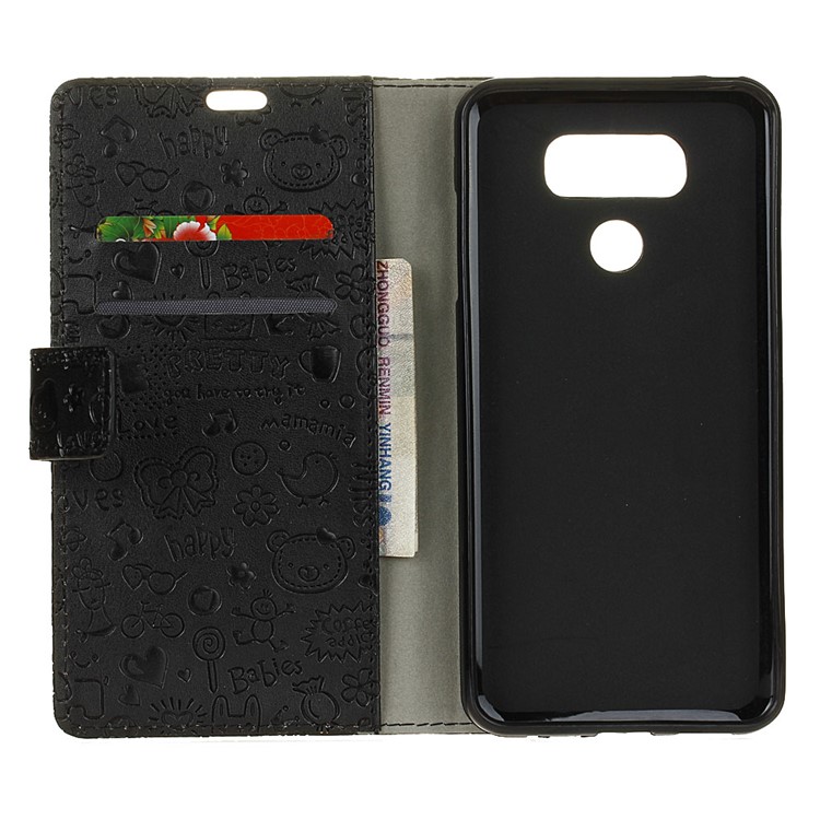 Cartoon Graffiti Wallet Phone Case (PU Leather + TPU) for LG G6 - Black-3
