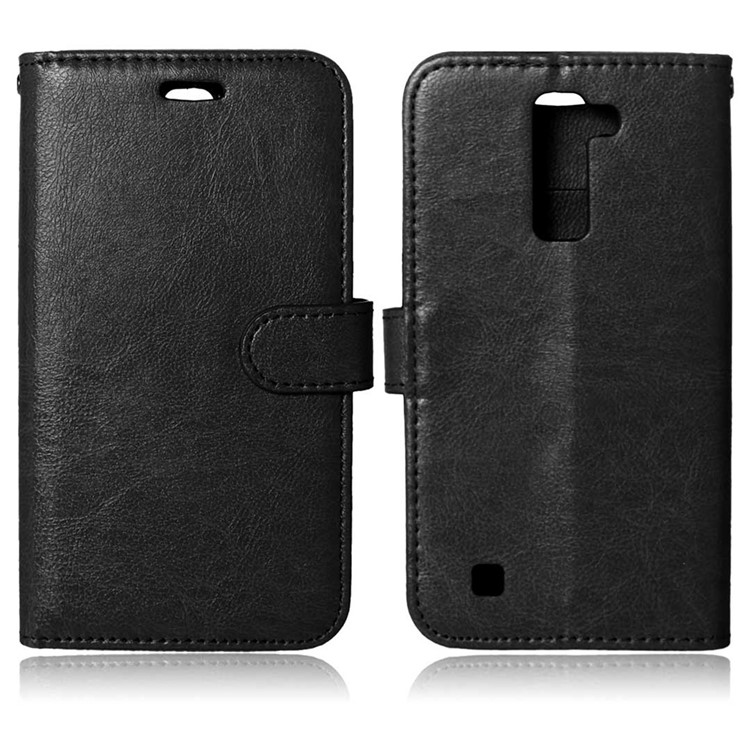 Multi Photo/Card Slots Crazy Horse Leather Cell Phone Case for LG K10 - Black-2